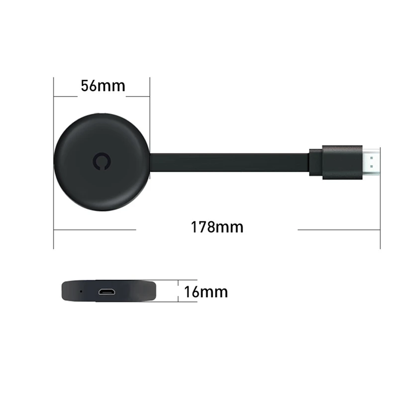 1080P Wireless -Compatible Streaming Adapter -Compatible Same-Screen Device,For Phone/Tablet/Projector Black