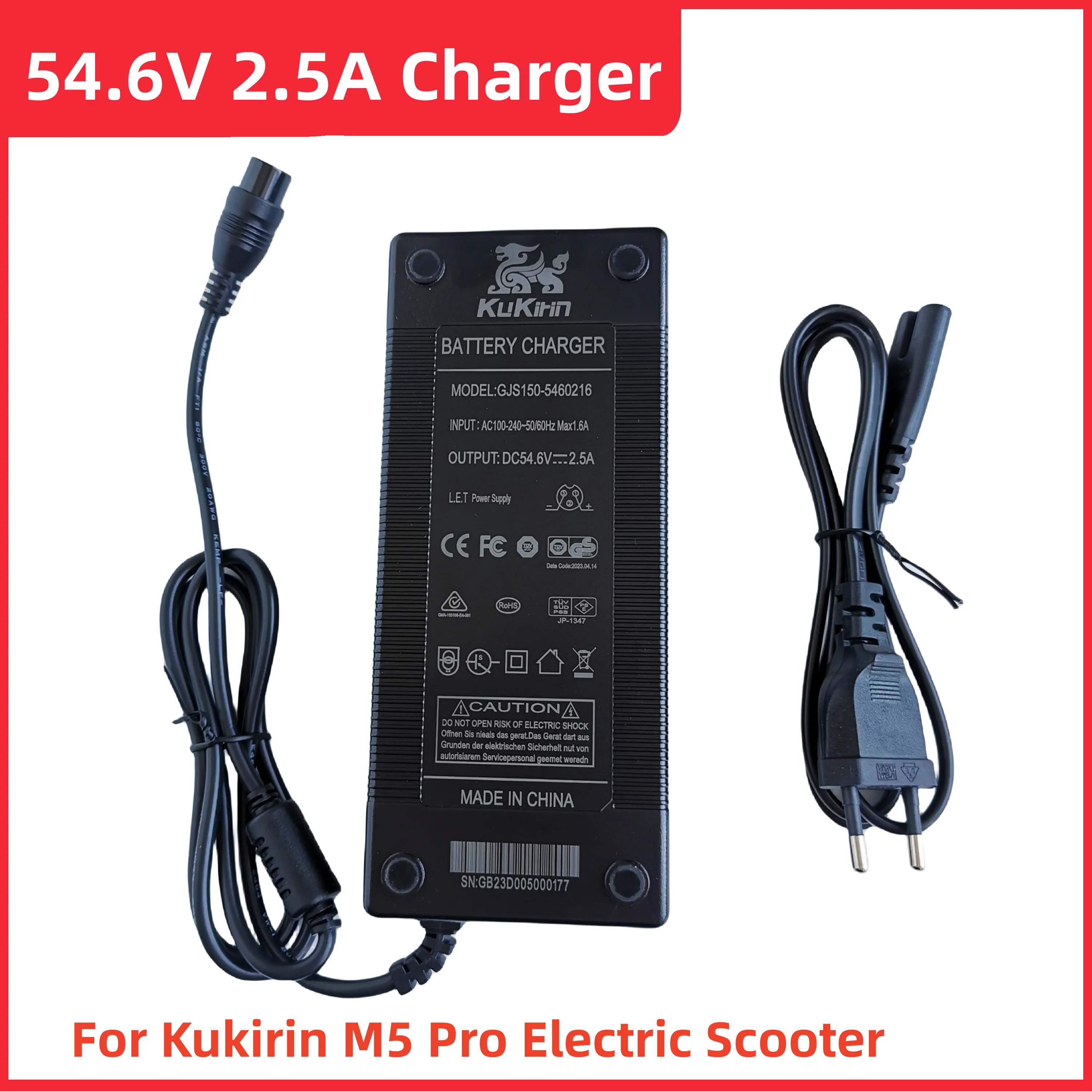 Original Charger For Kugoo Kukirin M5 Pro Electric Scooter Input 100-220V Output 54.6V 2.5A Lithium Battery Charger Parts