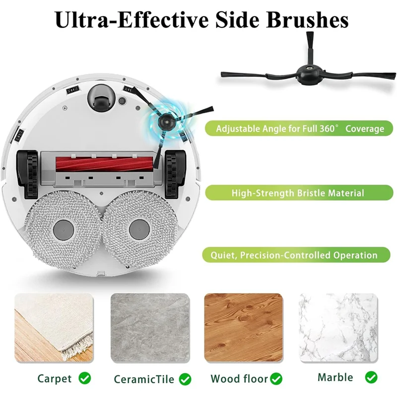 【Popular】escovas laterais de substituição para Roborock Q Revo, Qrevo S, Qrevo Pro, Qrevo Master, S8, S8+, S8 Pro Ultra, Q5, Q7 Vacuum Un