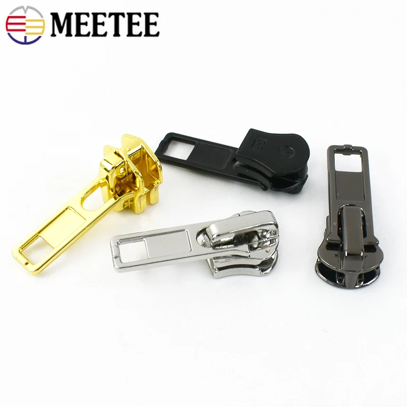 10/20pcs Meetee 3# 5# Zipper Slider for Metal Zippers Bag Purse zips Head Puller Jackets Coat Zips Repair Kit Sewing Accessories