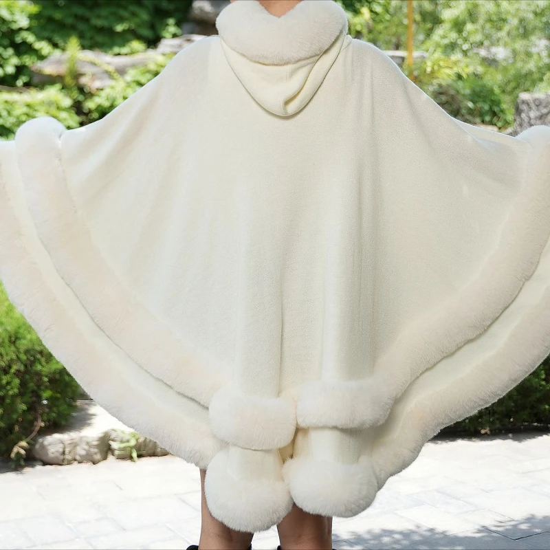 Fall/Winter 2025 Fashion Elegant Women's Imitation Fur Coat Loose Knitted Cloak