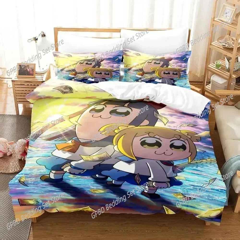 Anime Pop Team Epic PIPI Comfortable Duvet Quilt Cover Pillowcase Bedding Set Children Bedroom Decoration Home Textile