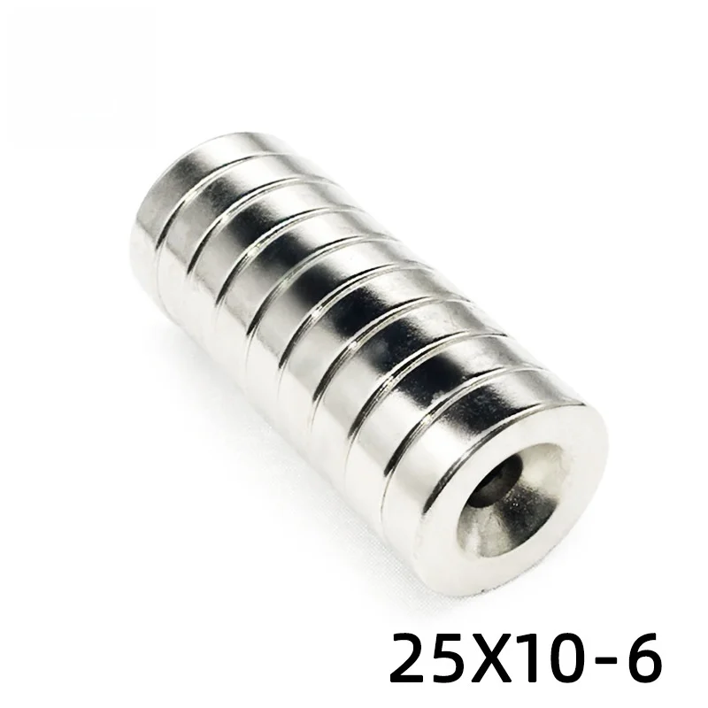 25x10-6 mm Round Strong Magnet Disc 25*10 mm Hole 6mm Circle Magnets 25X10-6mm  For Home Refrigerators, Offices DIY 25*10-6