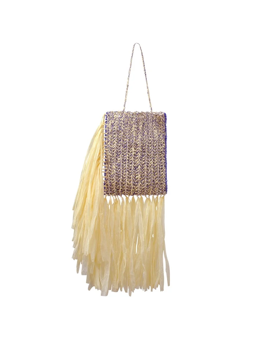 Fashion Famous Designer Handheld Women's Bag Lafite Grass French Atmosphere Pure Handwoven Hollow Tassel Shoulder Bag For Women