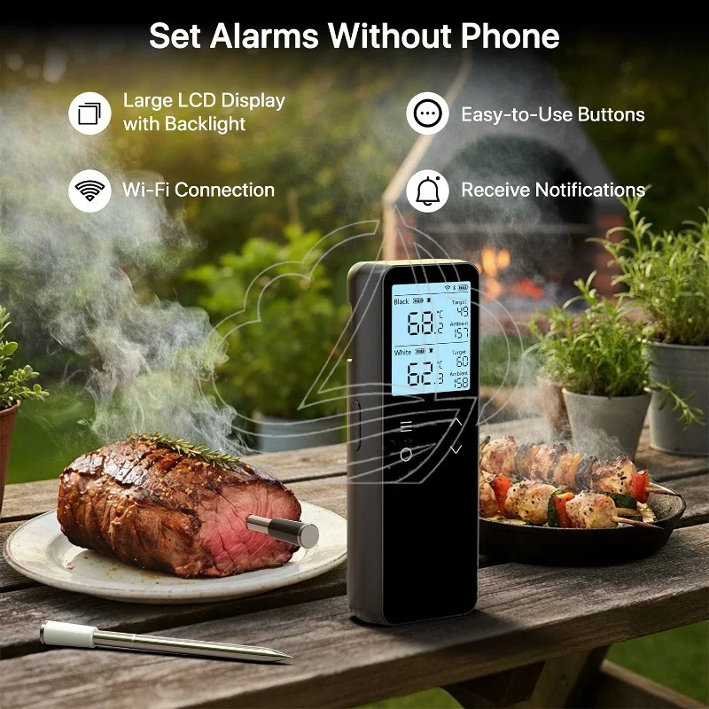 WiFi Bluetooth Wireless Meat Thermometer Digital Cooking Thermometer for Food & Barbecue