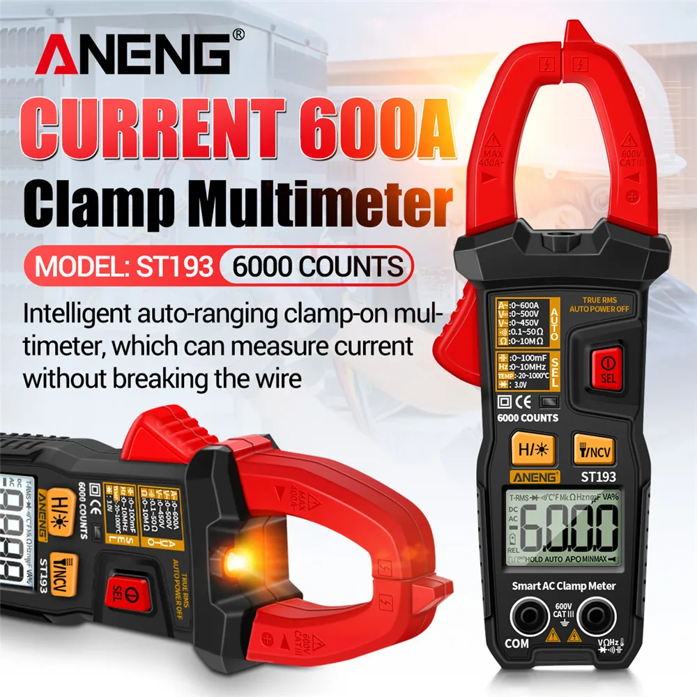 Digitale Clamp Meter AC DC Strom Multimeter Amperemeter Voltmeter Ohm Widerstand Testing Tool Aktuelle Digitale Multimeter ANENGST193