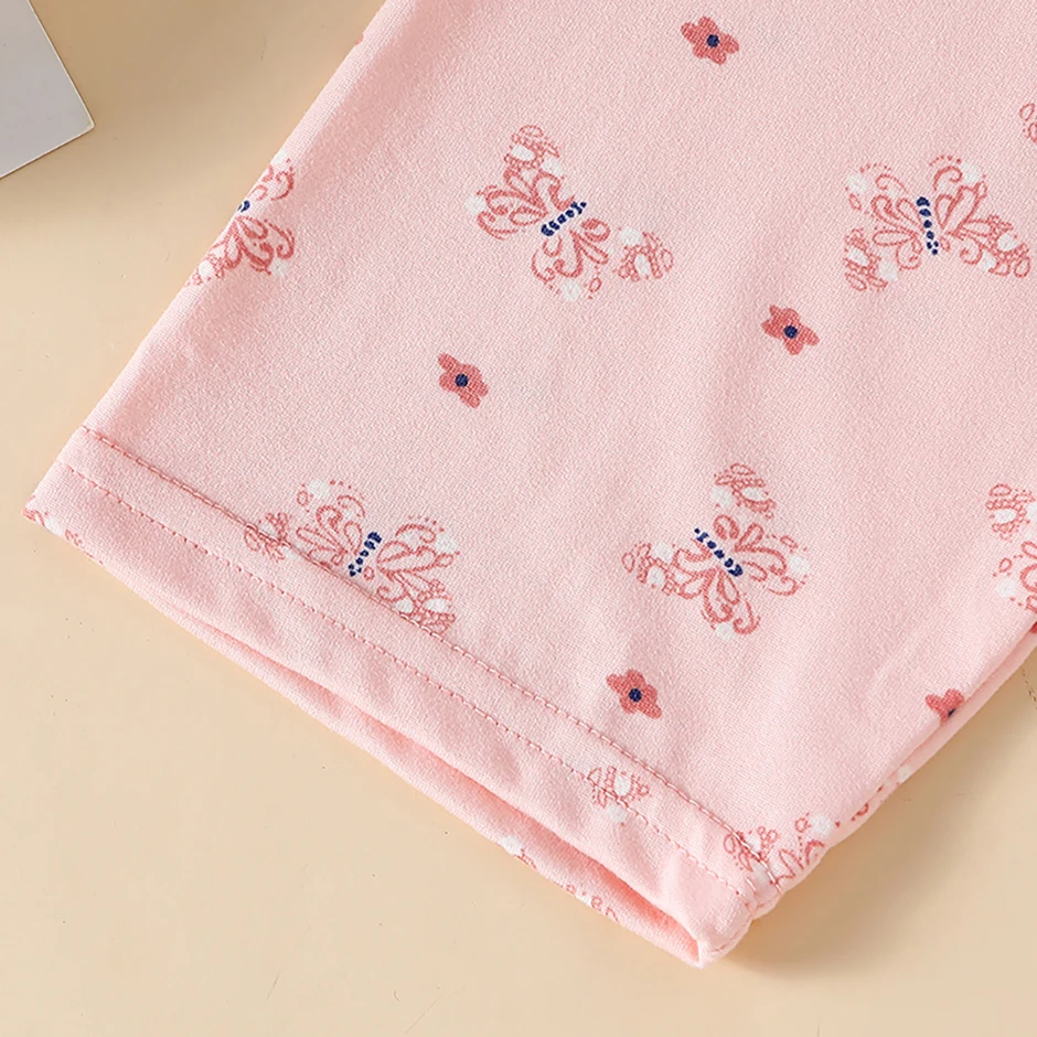 2-teiliges Four Seasons Kinder-Set mit Vollprint-Motiv für Mädchen, süße langärmelige Hose, Schlafanzug, bequemes Rundhals-T-Shirt – Detail 9