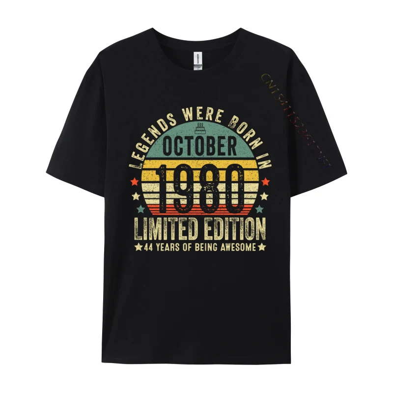 

Legend Since October 1980 Vintage 44th Birthday Made In 1980 Camisa Leisure Cotton Men T Shirts Printed On Tops Shirt