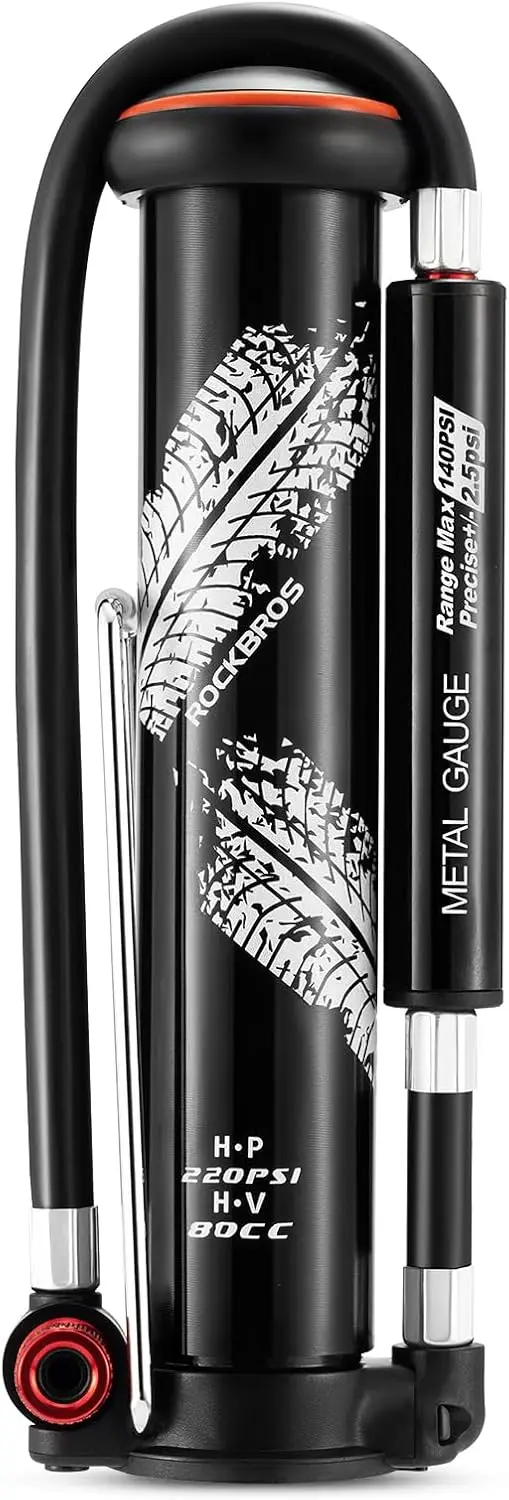 

Портативный мини-велосипедный насос со скрытым манометром, подходит для Presta и Schrader, 220PSI, компактный насос для шоссейного/горного велосипеда