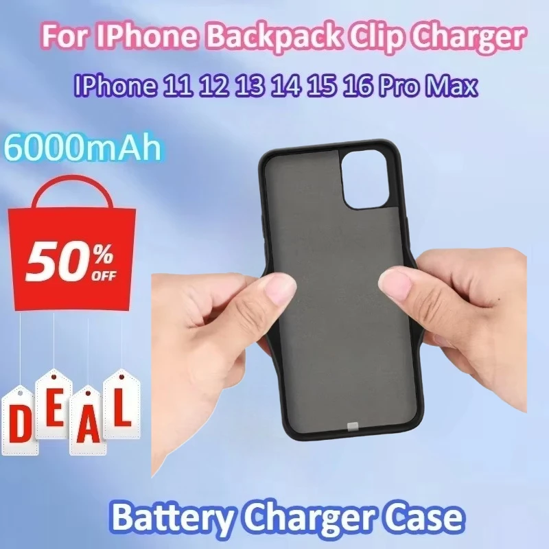 

New 6000mAh Power Bank Battery Charger Case for IPhone 11 12 13 14 15 16 Pro Max 6 6s 7 8 Plus X XS Max XR SE 2020 Battery Case