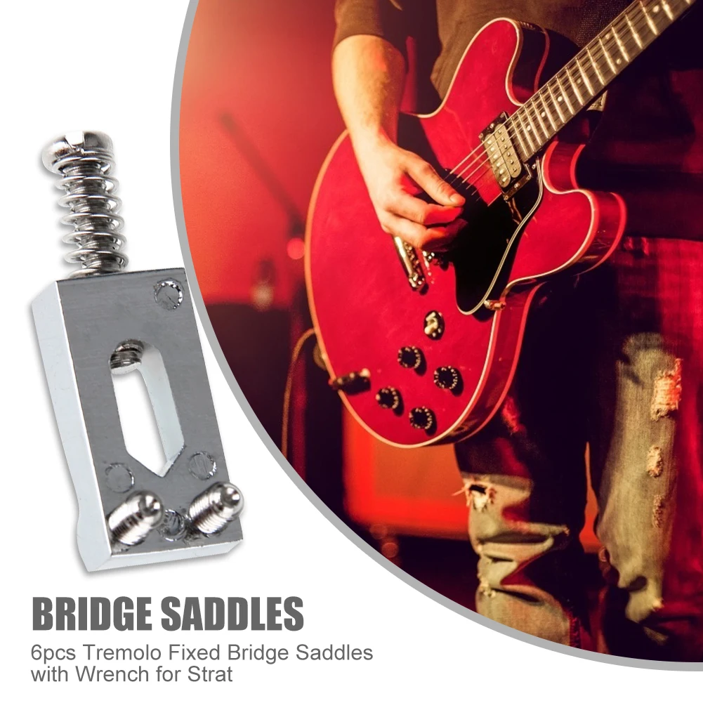 Lightweight Fixed Bridge Saddles Electric Guitar Music Lovers Tremolo with Wrench for Strat Guitar Playing Accessories