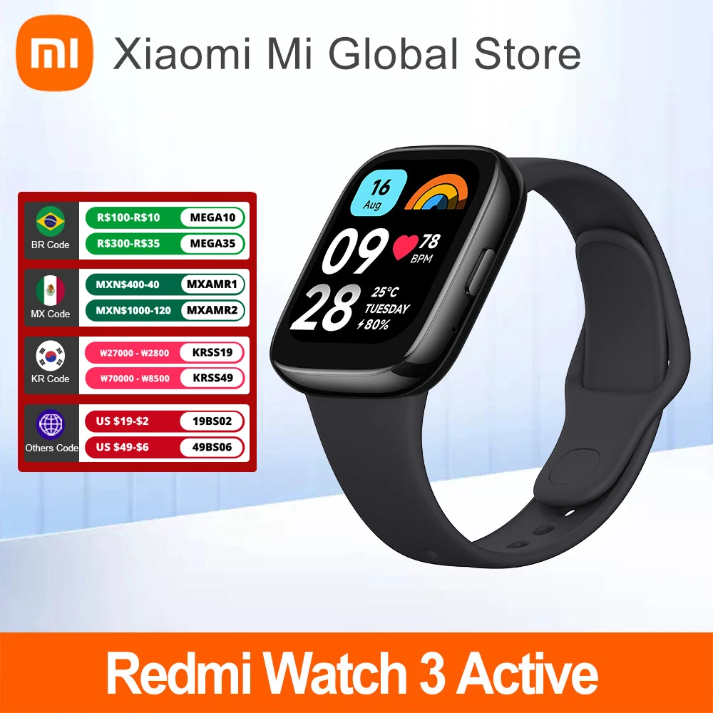 

Global Version Xiaomi Redmi Watch 3 Active Bluetooth 5.3 Sport Bracelets 1.83'' LCD Display Blood Oxygen Monitor 5ATM Waterproof