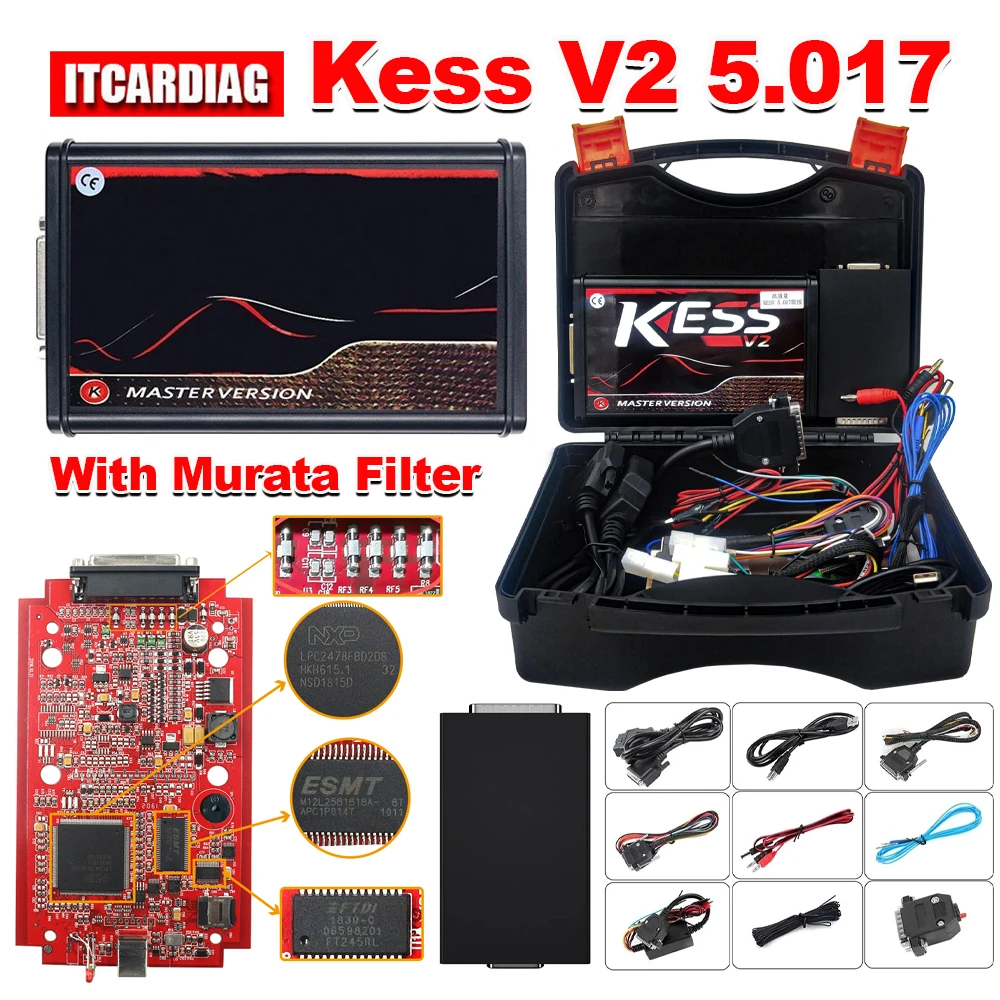 

Kess V2 V5.017 ECU Programmer EU Red PCB Online Unlimited Ksuit V2 SW V2.8 with Murata Filter ECU Chip Tuning Tool with Toolbox