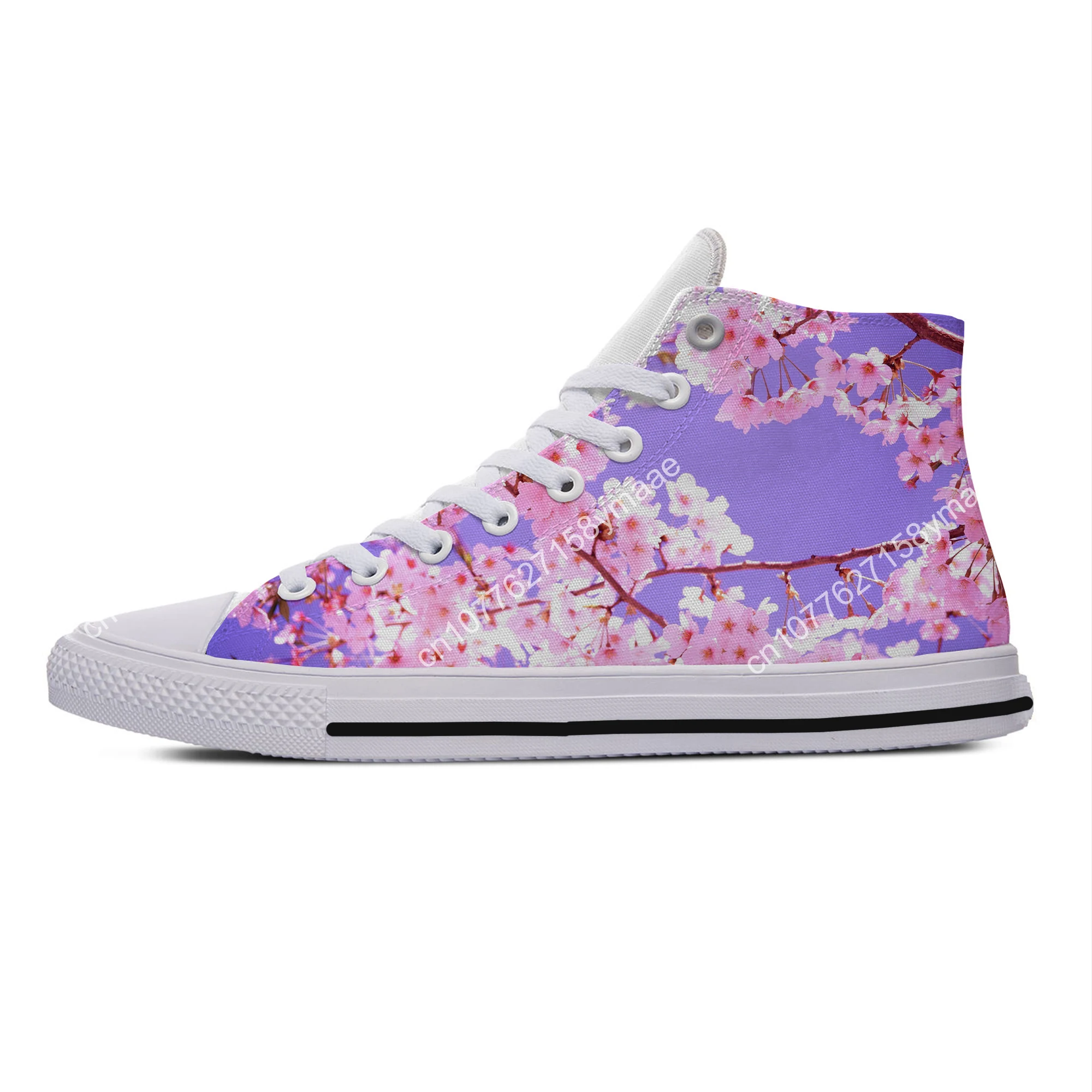 Hot Japanese Blossom Sakura Novelty Design Harajuku Lightweight Summer High Top Men Women Casual Breathable Sneakers Board Shoes