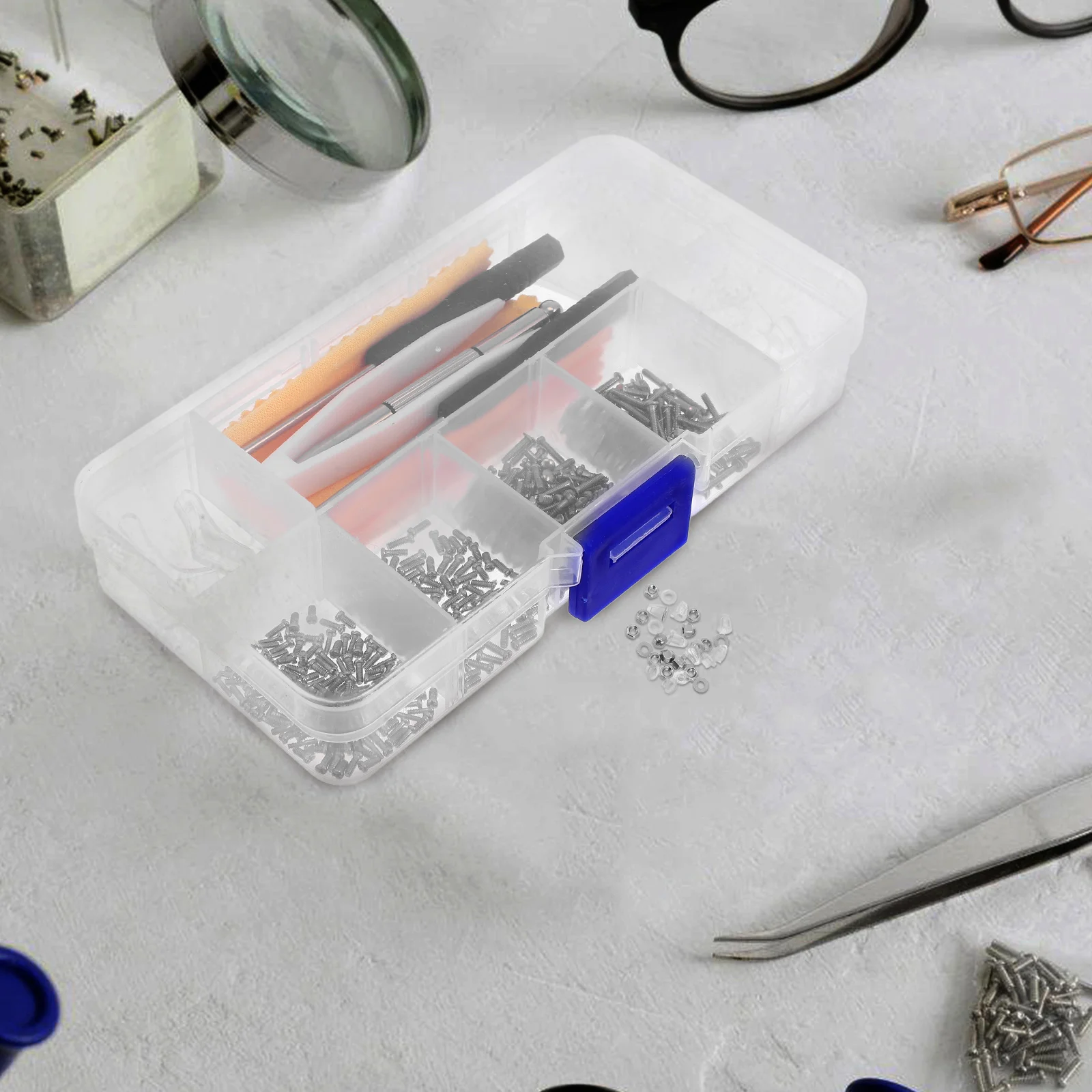 

Eyeglasses Repair Screws Replacement Nuts Ear Grippers Nose Cushions Durable Tool Set for Glasses Sunglasses
