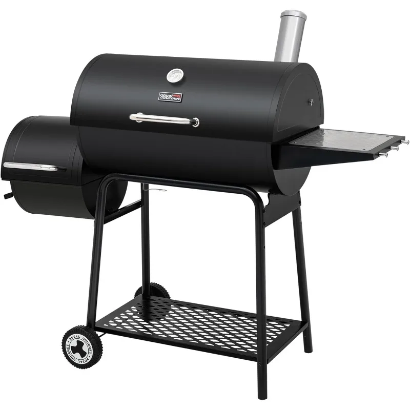 Royal Gourmet CC1830M 30-Inch Barrel Charcoal Grill with Offset Smoker & Warming Rack, Outdoor BBQ Grill, 811 Sq. In. , Black