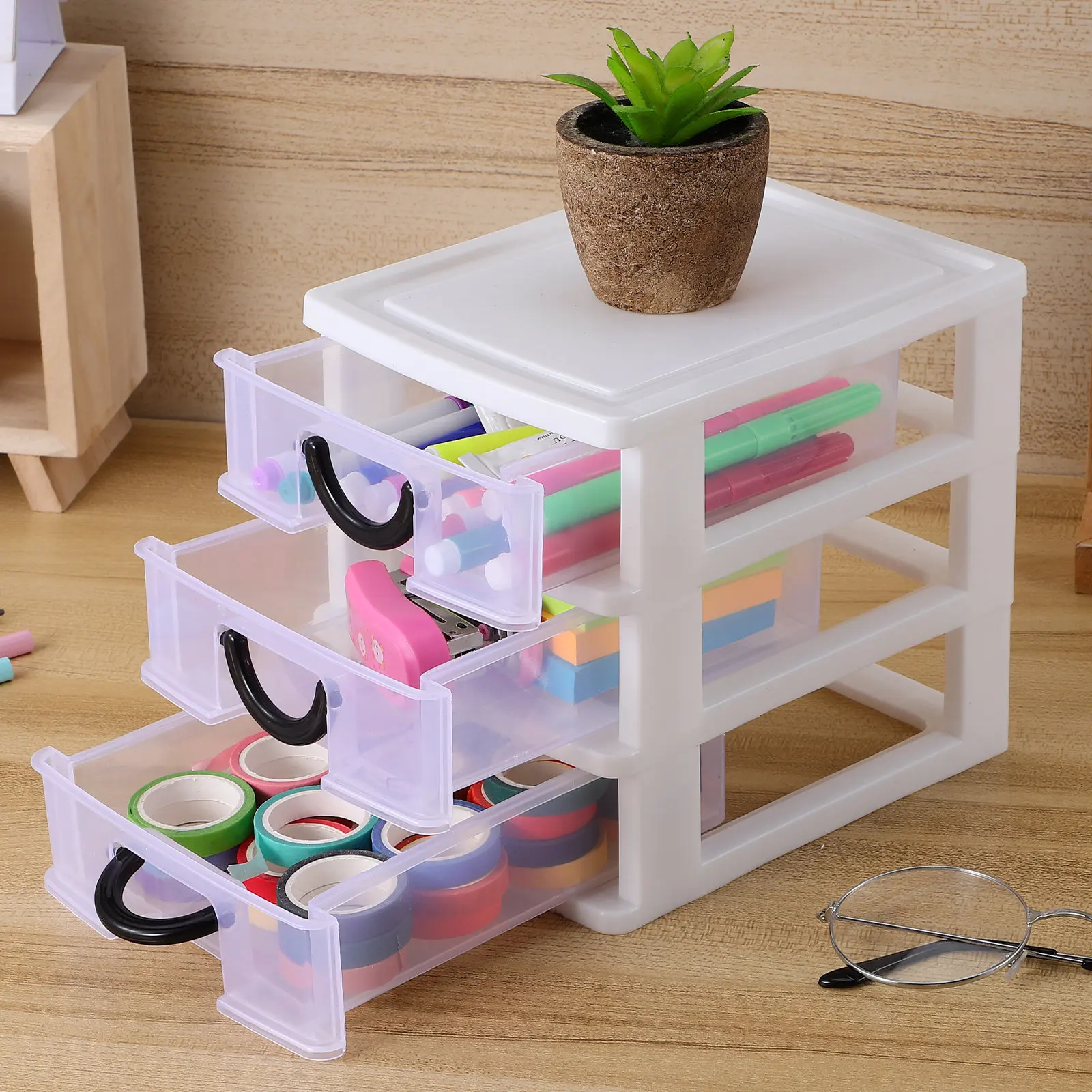 Plastic Plastic Storage Box With Drawers Holder Organizer For Desk Storage Organizer Student Compact Desktop Makeup