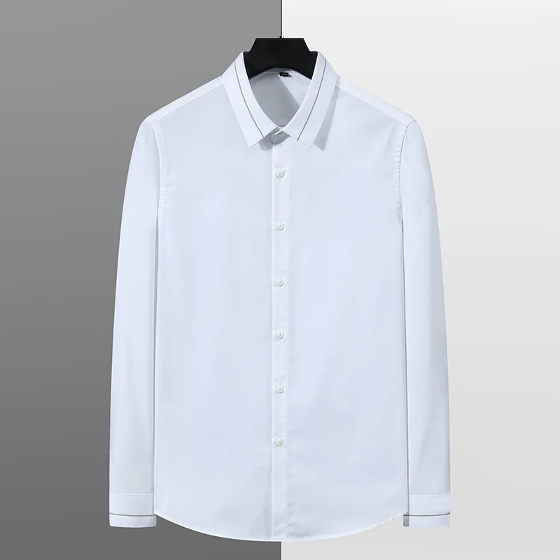 

Современная бамбуковая рубашка для мужчин | Стретч-техника против морщин и без железа | Вышитая минималистичная роскошь M-4XL