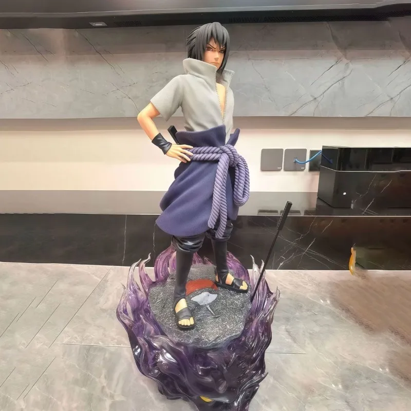33cm figura dos desenhos animados uchiha sasuke pode brilhar estátua de duas cabeças gk anime coleção modelo pvc ornamentos de mesa presentes de férias brinquedo