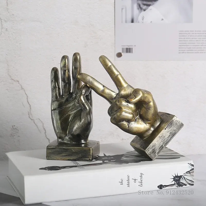 Nordic Hand Figurine Finger Sculpture Modern Ornament, Home Living Room Decoration Accessories Desktop Room Resin Gesture Statue