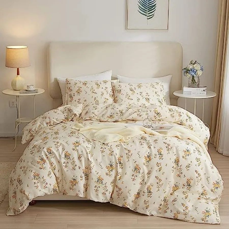 3 Pieces Duvet Covers Queen Size Yellow Floral Duvet Cover …