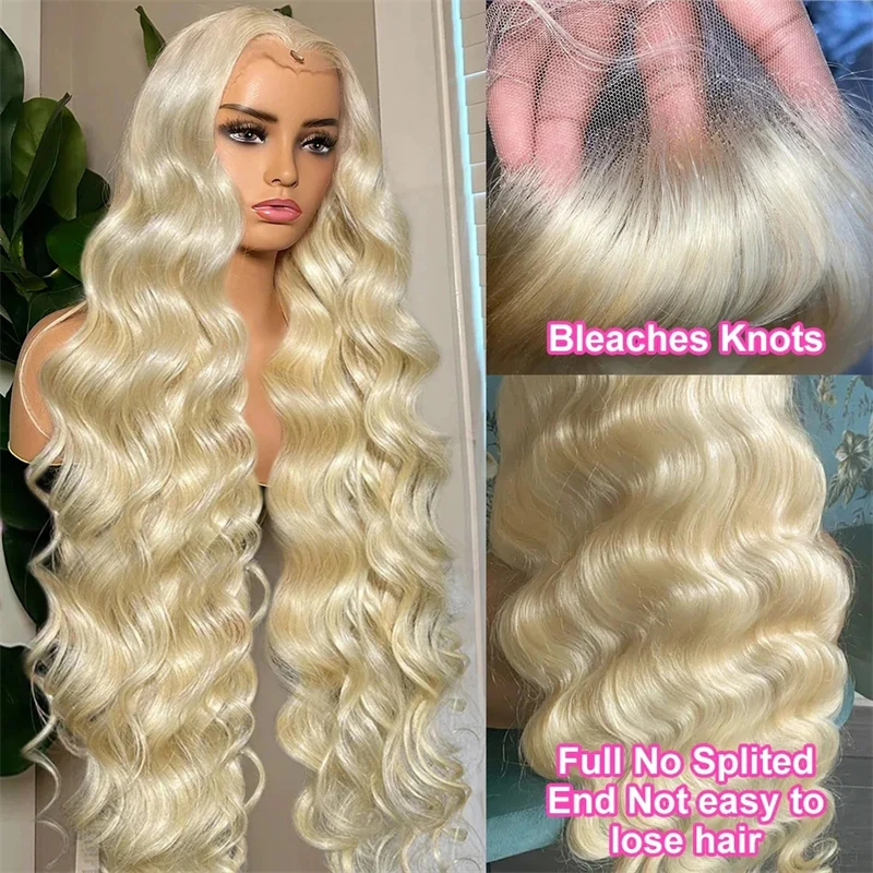 200 Density Body Wave 613 13x6 Lace Frontal 100% Human Hair Wig 40 Inch Preplucked Blonde Cheap Wigs for Women on Clearance Sale