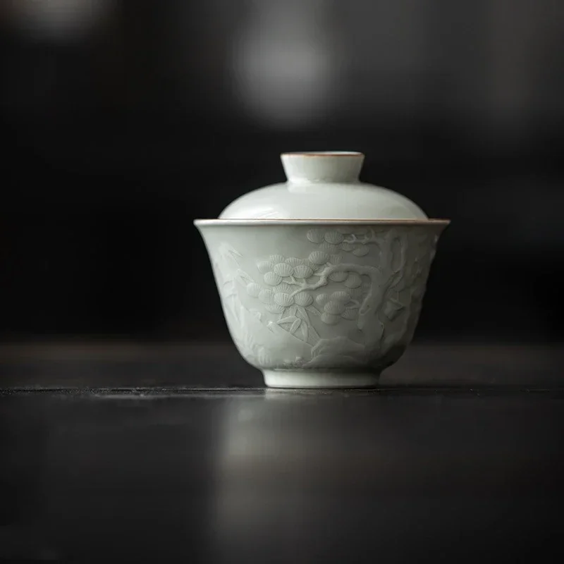 

Маленькая сосновая фарфоровая Слива Gaiwan для чайной посуды чайная чашка китайские чайные чаши чаван чайный магазин керамики