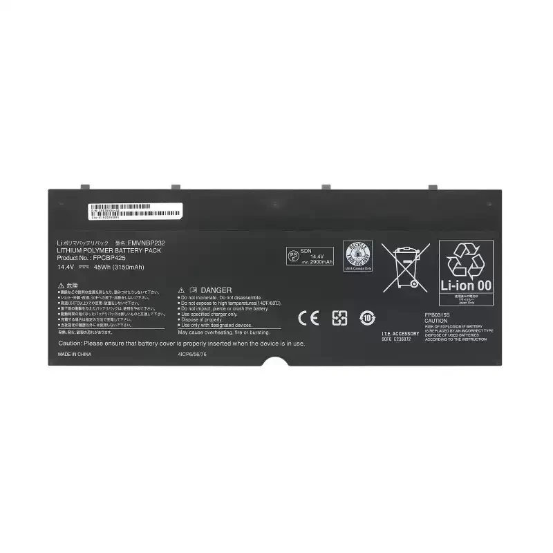 

Аккумулятор для ноутбука FPCBP425 FMVNBP232 для Fujitsu Lifebook U745 T935 T904U FPB0315S 14.4V 45Wh 3150mAh