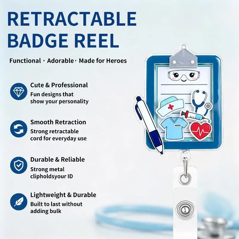 NEW Anime Human Organ Shaker Badge Reel Retractable ID Card Holder Alligator Clip Nurse Badge Reel Staff Work ID Identification