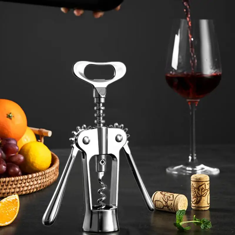 Wine Opener Stainless Steel Red Wine Opener Wing Type Metal Sommeliers Corkscrew Bottle Openers Corkscrews Wine Cork Remover