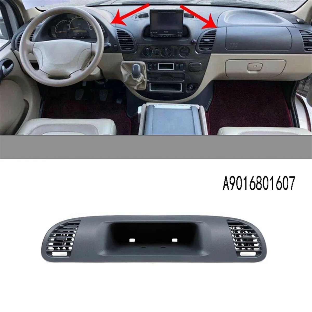 Auto CDI Storage Box Panel Center Dash Air Vent for Mercedes-Benz Sprinter Cdi 1999-2006 A9016801607