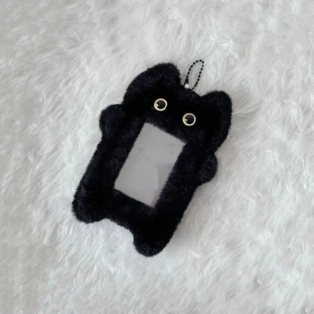

Portable Ins Style Cartoon Plush Card Holder 3-inch Diy Photo Protector Case Finished Product Black Cat ID Credit Case Girls