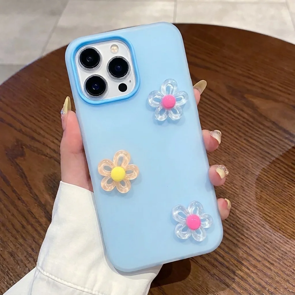 Blaue 2-in-1-Handyhülle mit 3D-DIY-Blumen-Lanyard für Xiaomi Redmi 15C 14C Note 14 13 12 Pro 4G 5G TPU-Silikon stoßfeste Hülle – Detail 1