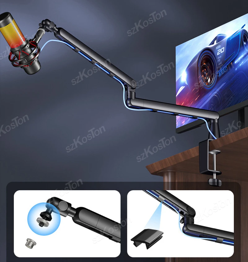 Brazo Micrófono Estudio Profesional Soporte Ajustable Gestión Cables - imagen 4