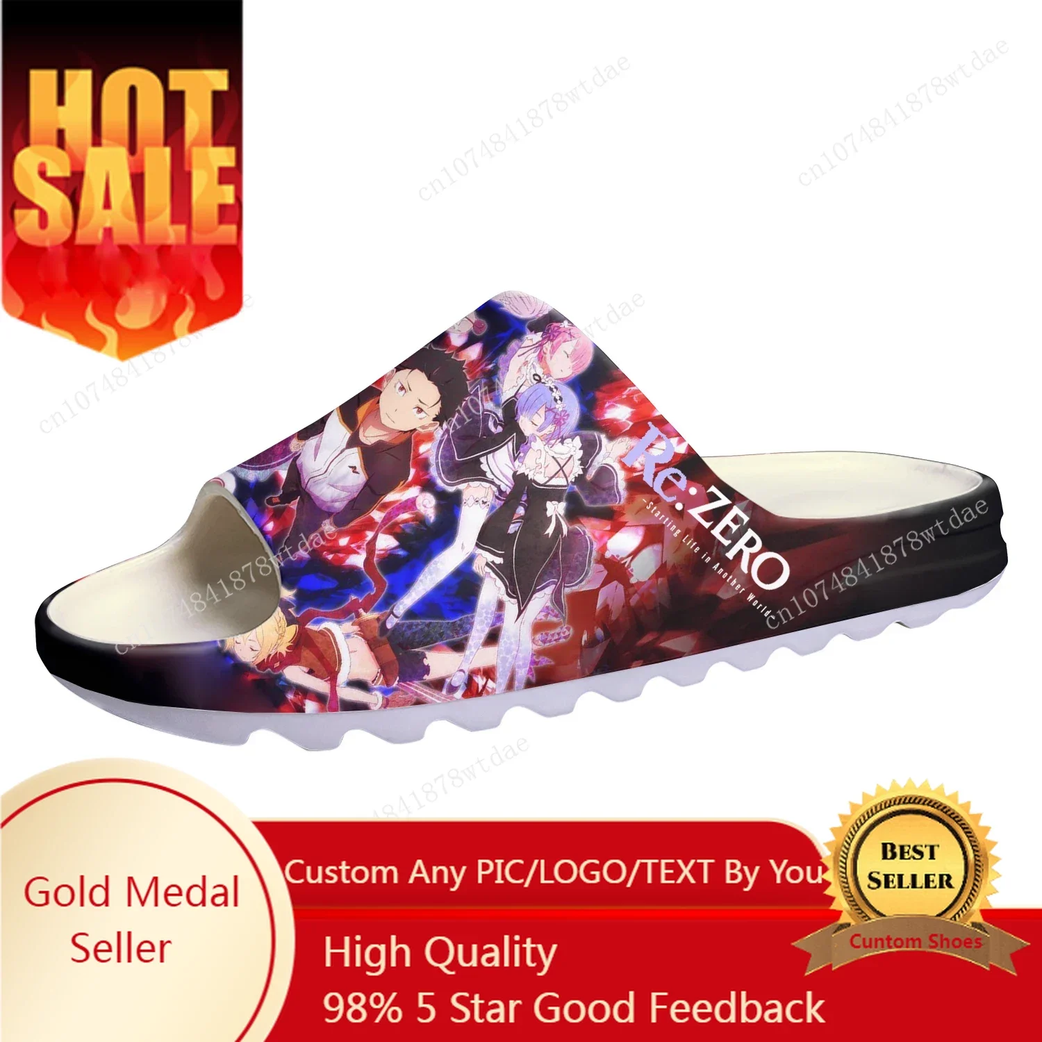 

Re:Zero Soft Sole Sllipers Emilia Mens Womens Teenager Home Clogs Anime Step In Water Shoes On Shit Cartoon Customize Sandals