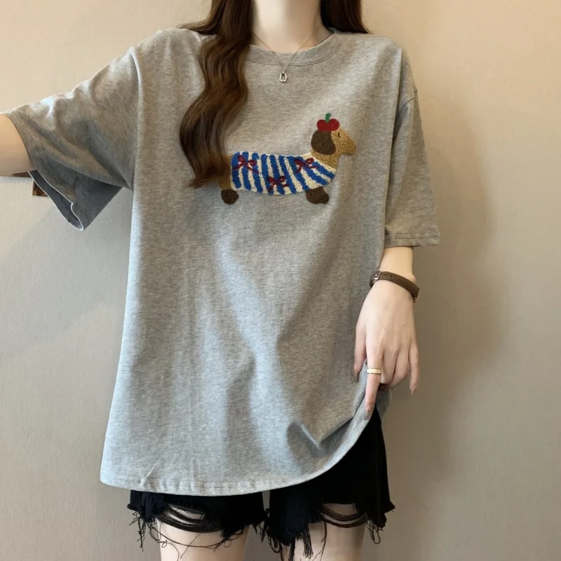 CGC t-shirt con stampa di cartoni animati di moda coreana t-shirt a maniche corte in cotone 100% magliette estive Casual t-shirt oversize allentata