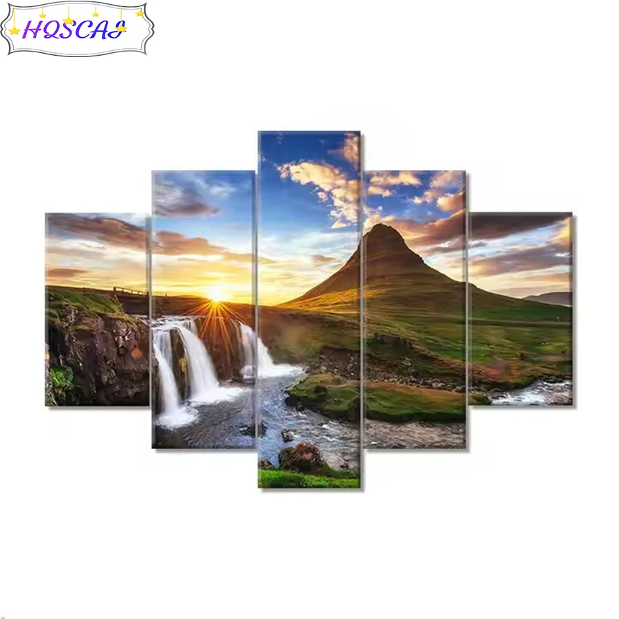 

5 шт. Diy алмазная живопись Hill Falls полная круглая квадратная вышивка крестиком дрель мозаика настенная художественная картина украшение дома подарок на день рождения