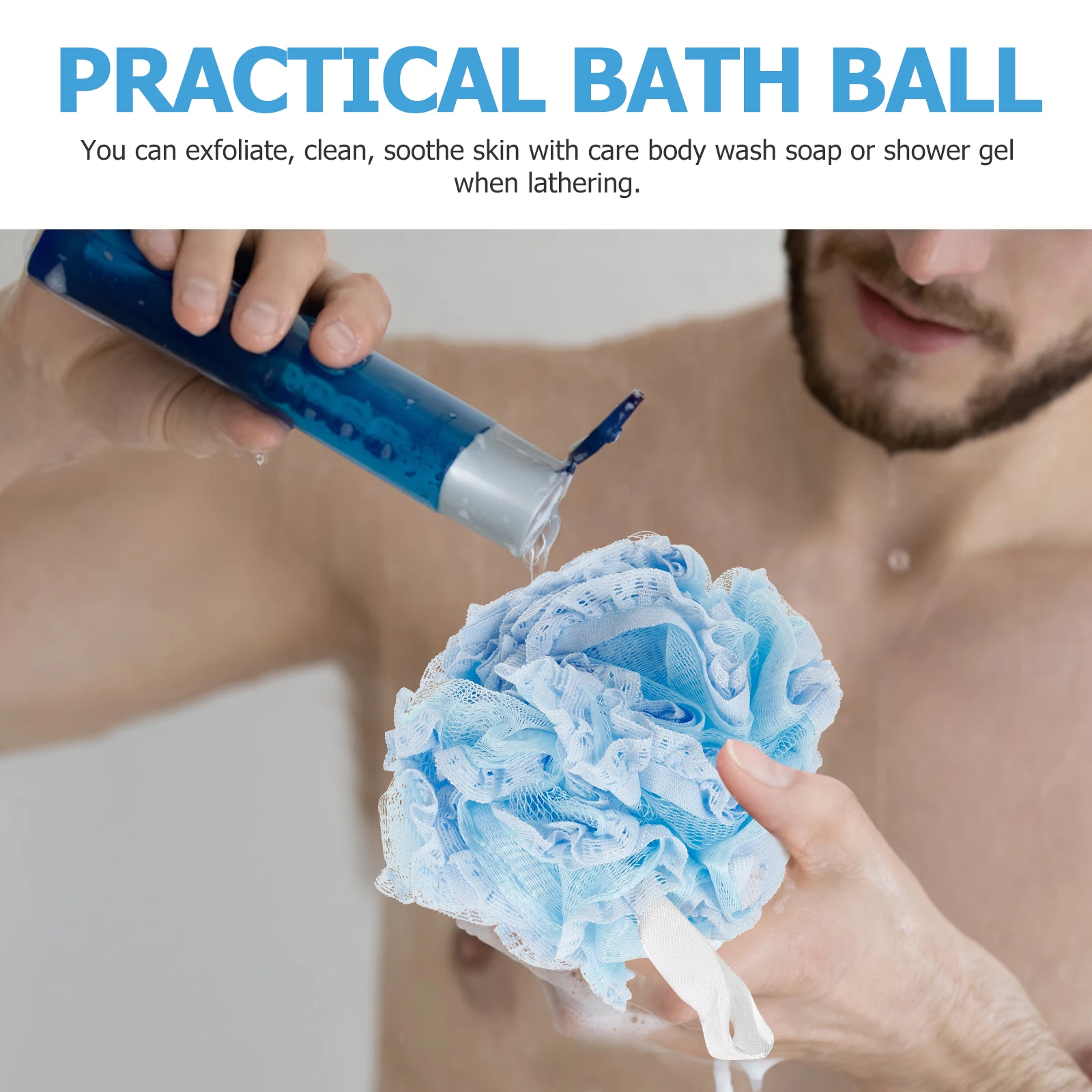 

Shower Bath Ball Durable Soft PE Material Exfoliate Clean Soothe Skin Body Wash Gel Soap Rich Foam Hanging Mesh Gloves