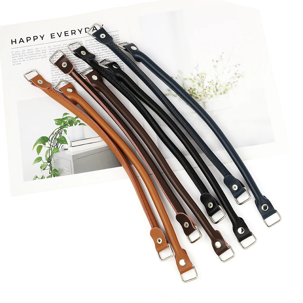 2pcs 38cm Leather Bag Handles DIY Replacement Handbag Purse Strap Coffee Black Crossbody Shoulder Bags Straps Belt Accessories