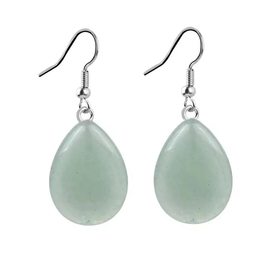 Natural stone crystal drop shaped stainless steel earrings for women wear jewel earrings