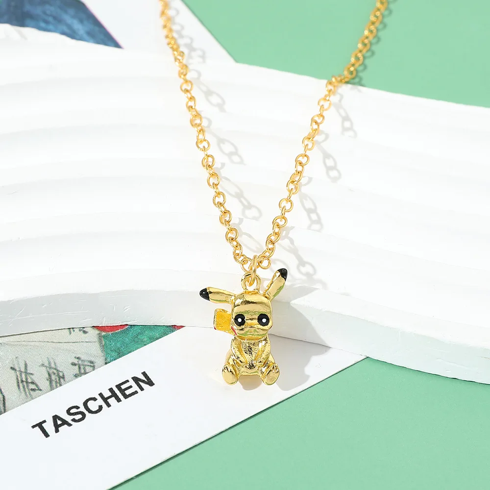 Anime Pokemon Metal Pendant Cute Cartoon Figure Pikachu Necklace for Kids Anime GO Kawaii Y2k Necklace Boy Girls Birthday Gift