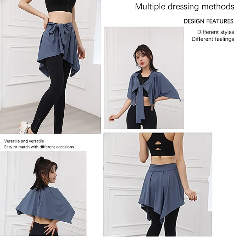 Yoga Sports Long Strap Cover Up Shawl Scarf Workout Tennis Short Skirt For Women Dance Outer Wrap Skirt Prevent Exposure