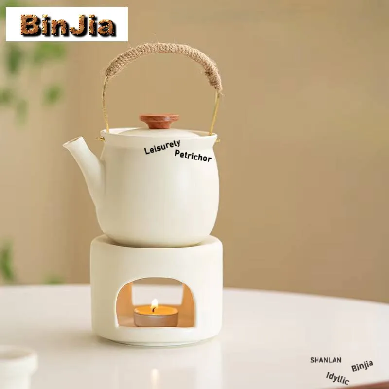 

Exquisite Cream Yellow Ceramic Tea Pot Candle Heating Warmer Base Maker Baking Stove Boiling Water Kettle Furnace Holder Craft