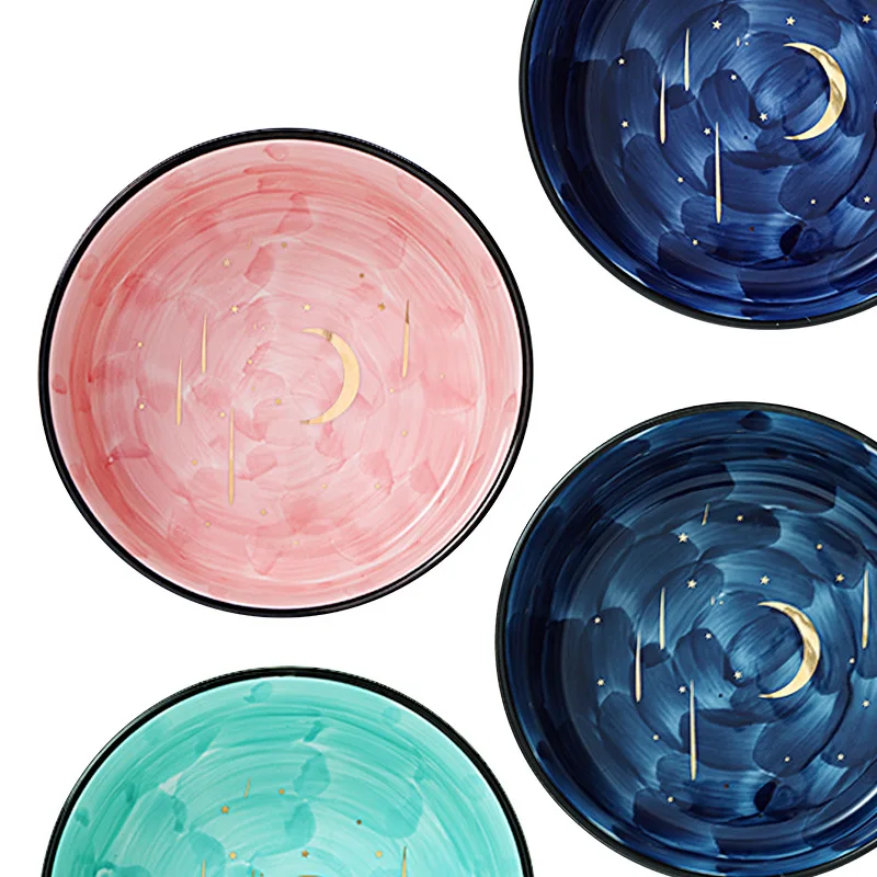 Nordic Starry Sky Underglaze Ceramic Rice Bowl Household Large Heat Fruit Salad Noodle Soup Insulation Anti-scald  Dessert