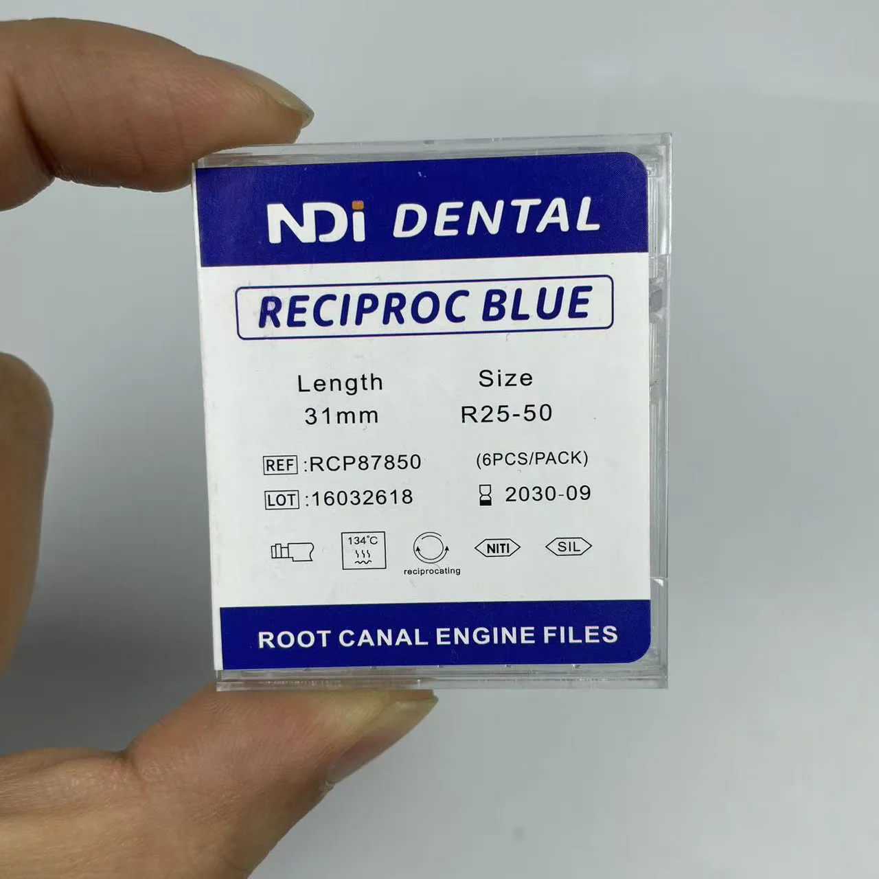 NDI 6pcs/pack Dental Reciprocal Blue Files Heat Activation Rotary Endo NiTi File Dental Only One Files Dental Endodontic