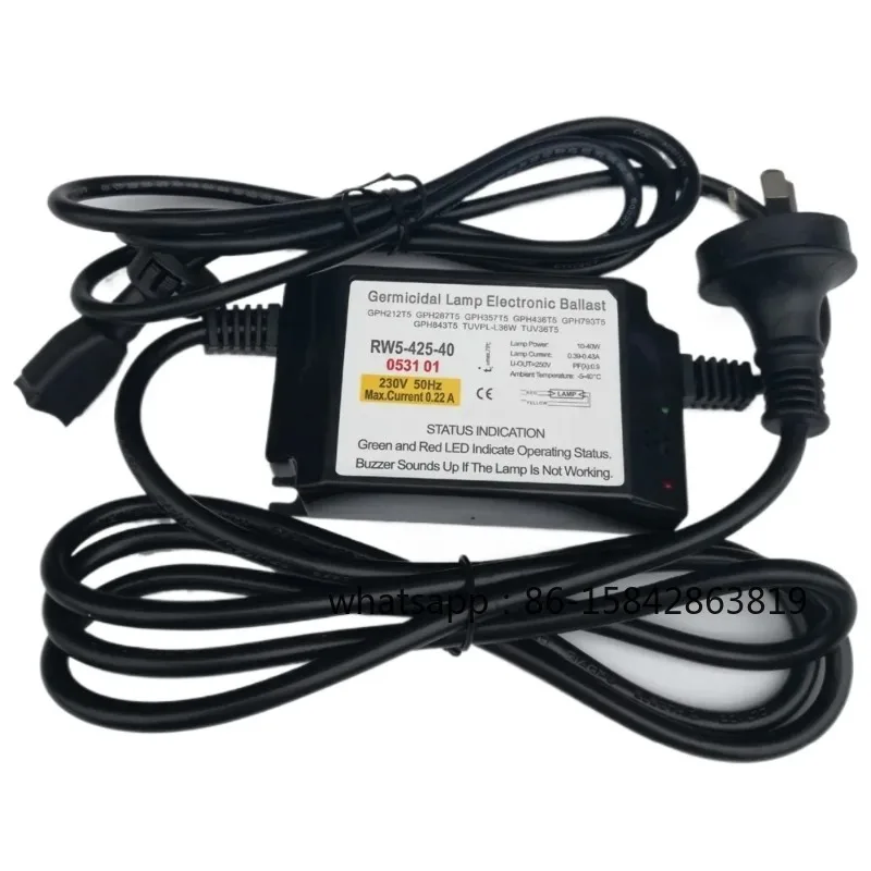 

Электронный балласт TEPRO RW5-425-40 EPS5-425-40A 40W для УФ-ламп (для обеззараживания) с звуковой сигнализацией, вилки US/EU/AU