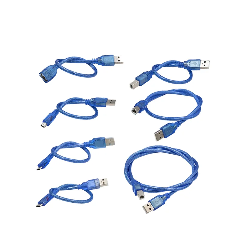 (5 teile/los) USB-Datenkabel, Drucker kabel, blau kompatibel mit Arduno Micro/Mini/Typ c/Typ b