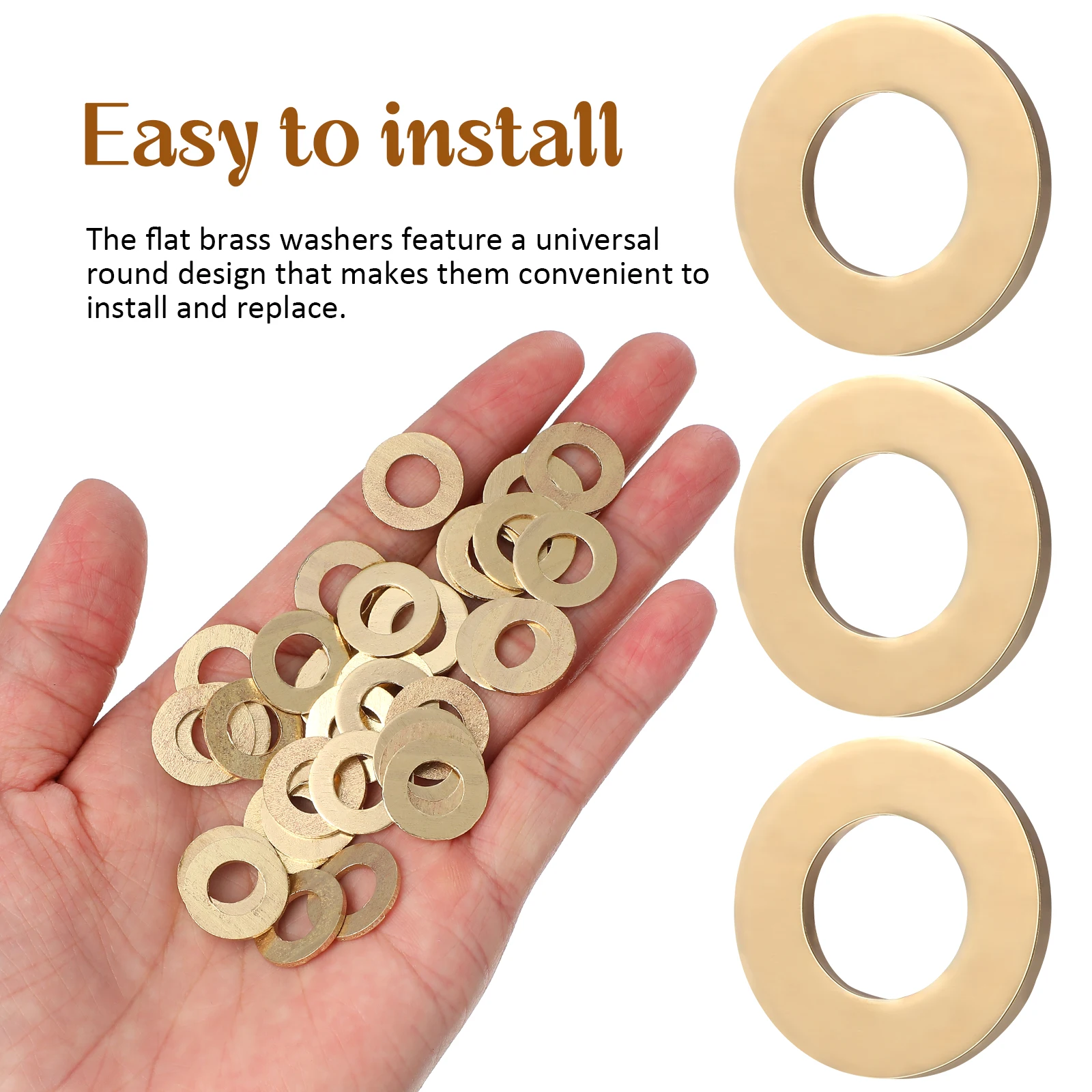 

100 Pcs Brass Washers 8x16x1.2 Golden Flat Ring Sealing Washer Gasket Furniture Appliance Vehicle Parts Hardware