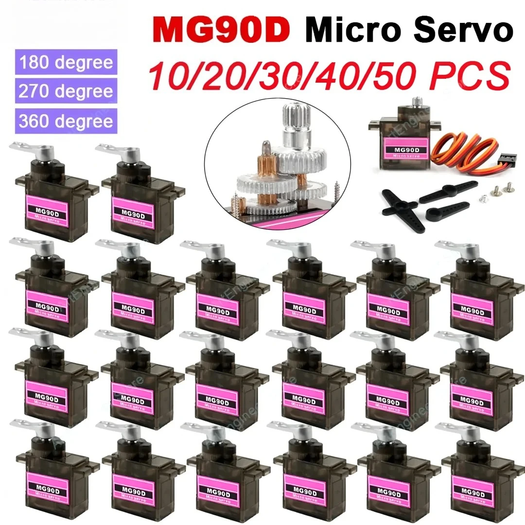 MG90D 5/10/20/30/40/50Pcs Micro Digital Servo Motor Full Metal Gear 180/270/360 Degree For RC Airplane Helicopter Car Boat Model
