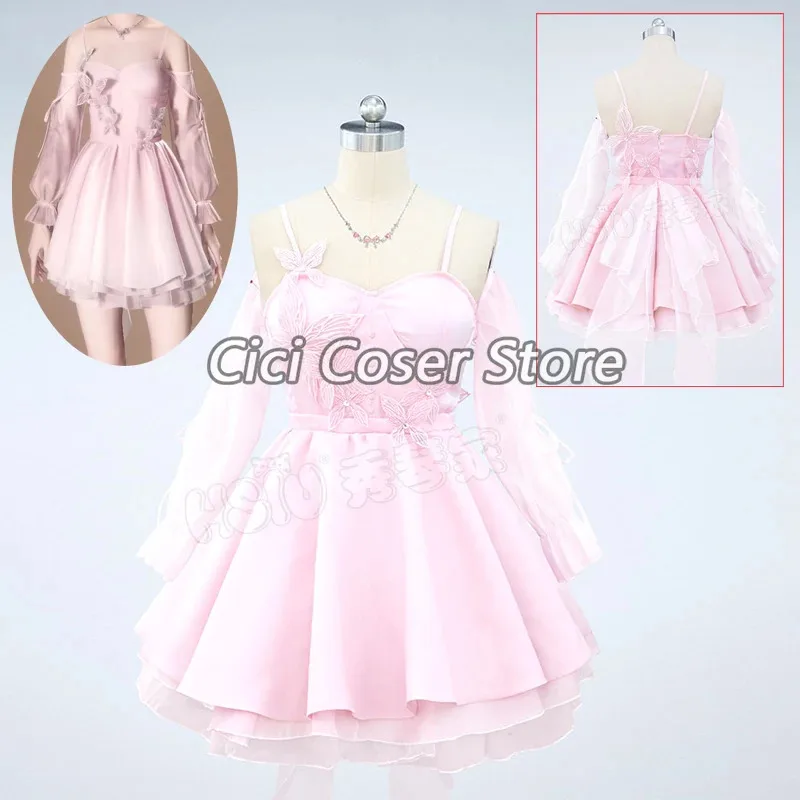

qq28LQGame Love and Deepspace Cosplay Costume Female Dreamy Heart Pink Dress Necklace Woman Girls Halloween Party Carnival Outfi